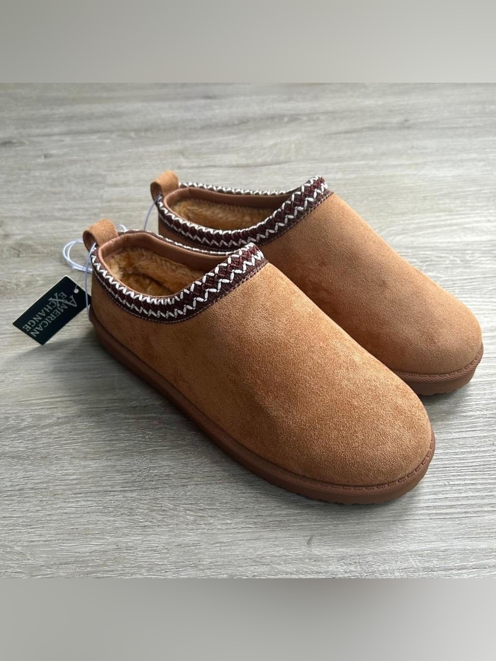 American Exchange Woman’s Suede Slip-On Clog Loafers in Chestnut Brown